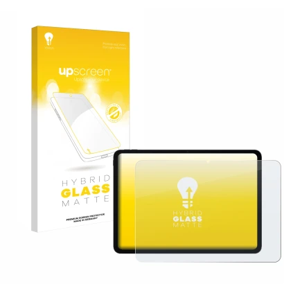 Face avant d’un emballage produit avec le logo de la marque upscreen. À côté, l’appareil OnePlus Pad Go 2 est représenté avec 