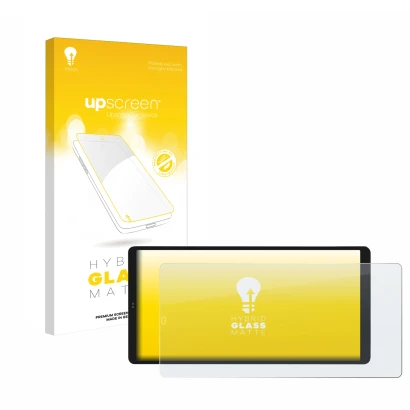 Face avant d’un emballage produit avec le logo de la marque upscreen. À côté, l’appareil Shelly Wall Display X2i est représent