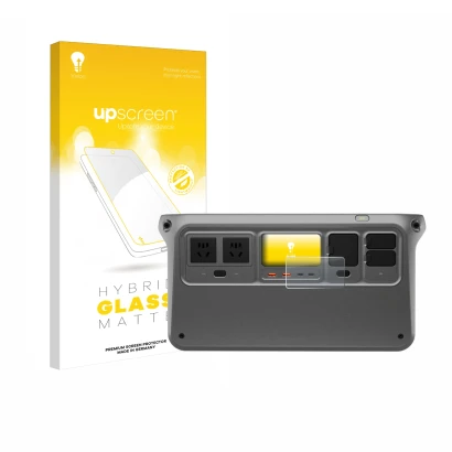 Face avant d’un emballage produit avec le logo de la marque upscreen. À côté, l’appareil DJI Power 1000 est représenté avec la