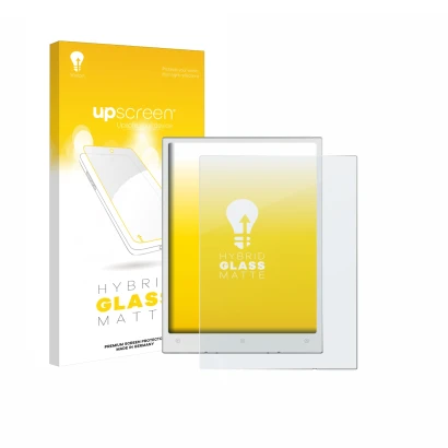 Face avant d’un emballage produit avec le logo de la marque upscreen. À côté, l’appareil Viwoods AiPaper Mini est représenté a