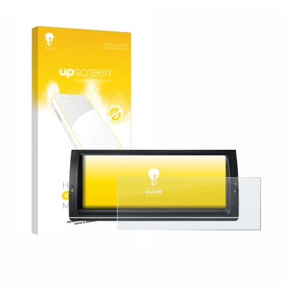 Face avant d’un emballage produit avec le logo de la marque upscreen. À côté, l’appareil Xtrons PX1453BLHGS 10.25" est représe