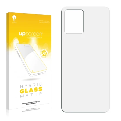 Face avant d’un emballage produit avec le logo de la marque upscreen. À côté se trouve la protection d’écran correspondante.