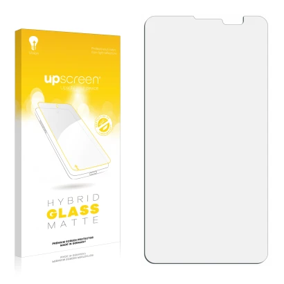 Face avant d’un emballage produit avec le logo de la marque upscreen. À côté se trouve la protection d’écran correspondante.