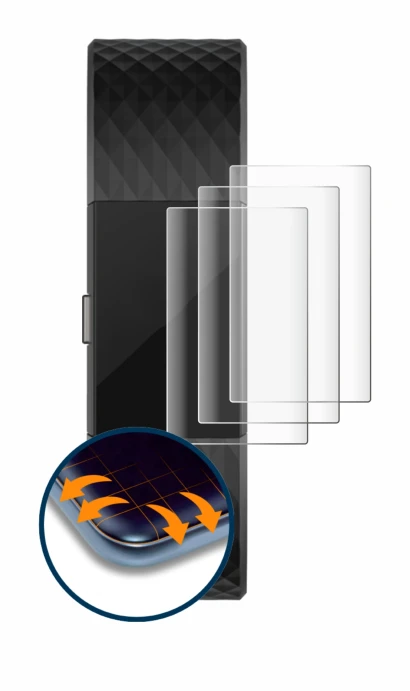 Image de l'appareil Fitbit Charge 2 avec une grande variété de protections d'écran.