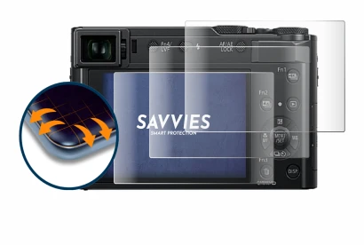 Image de l'appareil Panasonic Lumix DC-TZ202 avec une grande variété de protections d'écran.