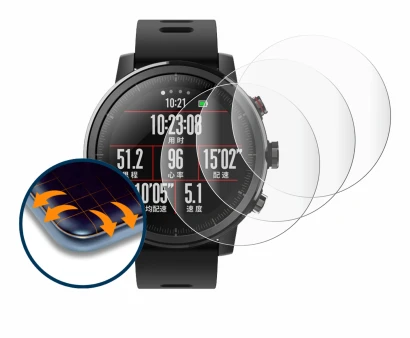 Image de l'appareil Huami Amazfit Stratos 2 avec une grande variété de protections d'écran.