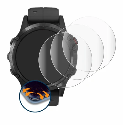Image de l'appareil Garmin Fenix 5 Plus (47 mm) avec une grande variété de protections d'écran.
