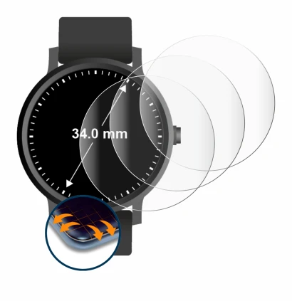 Image de l'appareil Circulaire Displays (ø: 34 mm) avec une grande variété de protections d'écran.