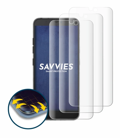 Image de l'appareil Fairphone 3 avec une grande variété de protections d'écran.