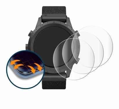 Image de l'appareil Garmin Marq Expedition avec une grande variété de protections d'écran.