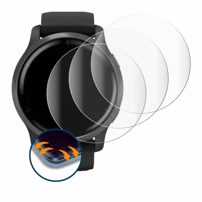 Image de l'appareil Garmin Venu 2 avec une grande variété de protections d'écran.