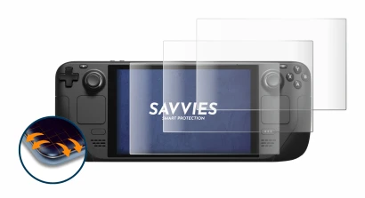 Image de l'appareil Valve Steam Deck avec une grande variété de protections d'écran.