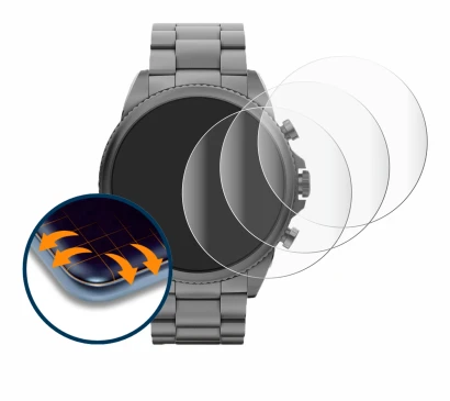 Image de l'appareil Fossil Gen 6 (44mm) avec une grande variété de protections d'écran.