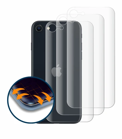 Image de l'appareil Apple iPhone SE 3 2022 (Arrière) avec une grande variété de protections d'écran.