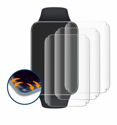 Image de l'appareil Xiaomi Smart Band 7 Pro avec une grande variété de protections d'écran.