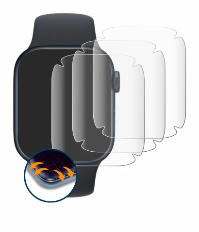 Image de l'appareil Apple Watch Series 8 (41 mm) avec une grande variété de protections d'écran.