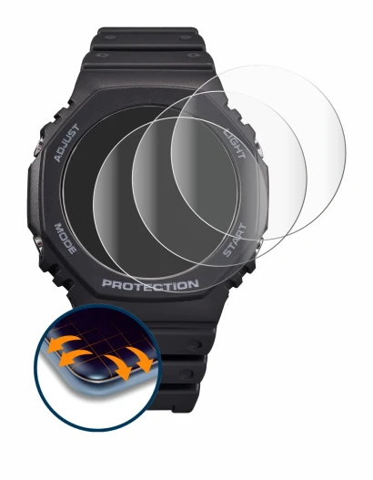 Image de l'appareil Casio G-Shock GA-B2100 avec une grande variété de protections d'écran.