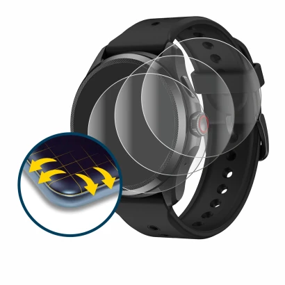 Image de l'appareil Mobvoi TicWatch Pro 5 avec une grande variété de protections d'écran.