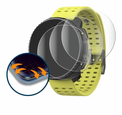 Image de l'appareil Suunto Vertical avec une grande variété de protections d'écran.