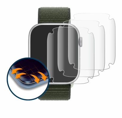 Image de l'appareil Apple Watch Series 9 (45 mm) avec une grande variété de protections d'écran.