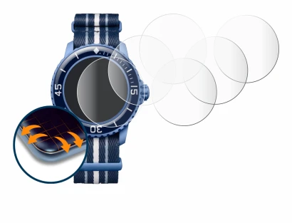 Image de l'appareil Blancpain x Swatch Scuba Fifty Fathoms avec une grande variété de protections d'écran.