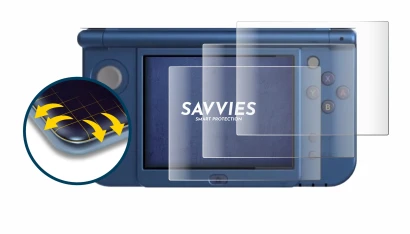 Image de l'appareil Nintendo New 3DS XL (Affichage inférieur) avec une grande variété de protections d'écran.