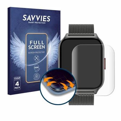 Face avant d’un emballage produit avec le logo de la marque Savvies. À côté, l’appareil Popglory P95 2" est représenté avec la