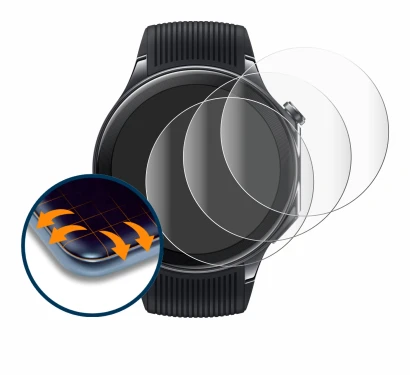 Image de l'appareil OnePlus Watch 2 avec une grande variété de protections d'écran.
