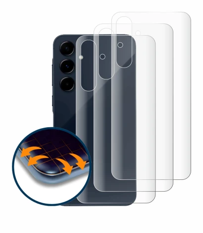 Image de l'appareil Samsung Galaxy A35 5G (Arrière) avec une grande variété de protections d'écran.