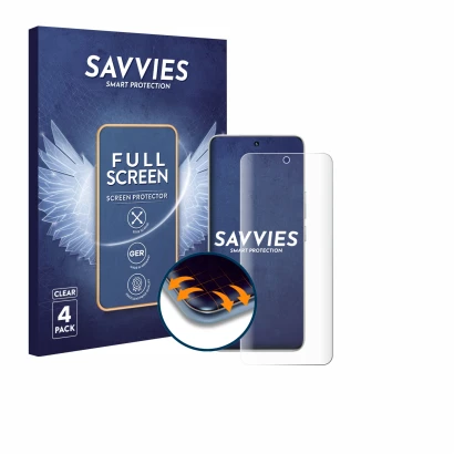 Face avant d’un emballage produit avec le logo de la marque Savvies. À côté, l’appareil Honor 200 est représenté avec la prote