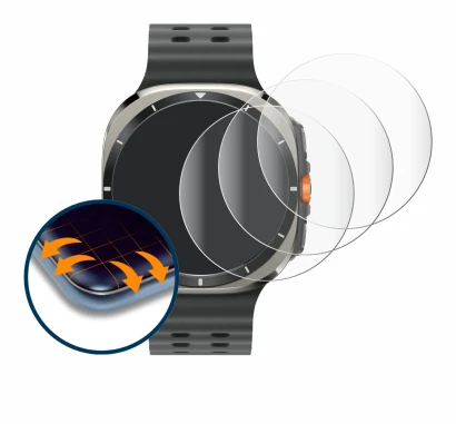 Image de l'appareil Samsung Galaxy Watch Ultra (47 mm) avec une grande variété de protections d'écran.