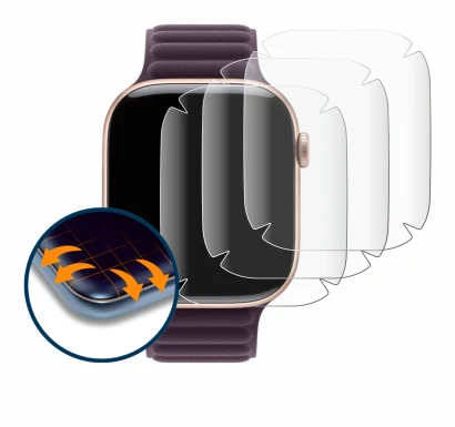 Image de l'appareil Apple Watch Series 10 (42 mm) avec une grande variété de protections d'écran.