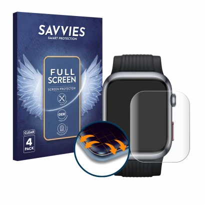 Face avant d’un emballage produit avec le logo de la marque Savvies. À côté, l’appareil Huawei Watch D2 est représenté avec la