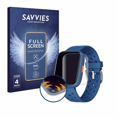 Face avant d’un emballage produit avec le logo de la marque Savvies. À côté, l’appareil Biggerfive BW02 est représenté avec la