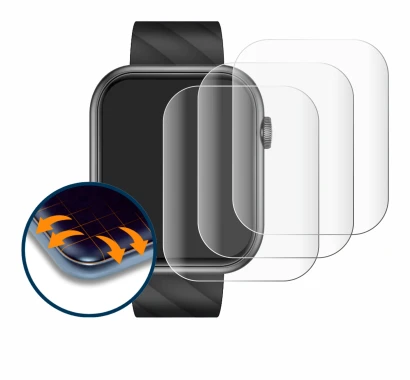Image de l'appareil Braidol Smartwatch 1.96" avec une grande variété de protections d'écran.