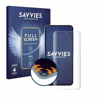 Face avant d’un emballage produit avec le logo de la marque Savvies. À côté, l’appareil Samsung Galaxy A56 5G est représenté a