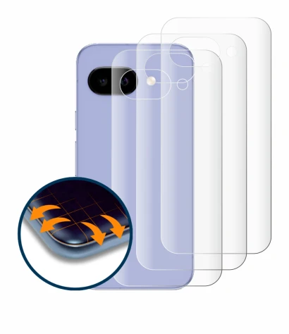 Image de l'appareil Google Pixel 9a (Arrière) avec une grande variété de protections d'écran.