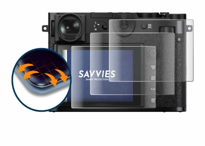 Image de l'appareil Fujifilm GFX 100RF avec une grande variété de protections d'écran.