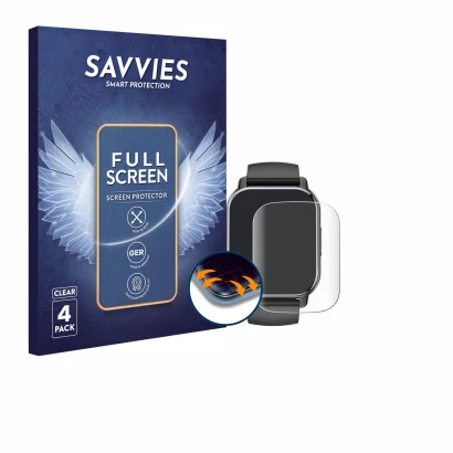 Face avant d’un emballage produit avec le logo de la marque Savvies. À côté, l’appareil Poounur T80 1.95" est représenté avec 