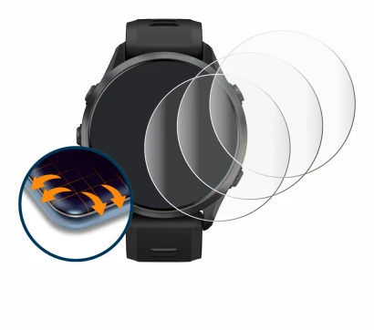 Image de l'appareil Garmin Forerunner 970 avec une grande variété de protections d'écran.
