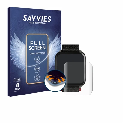 Face avant d’un emballage produit avec le logo de la marque Savvies. À côté, l’appareil Garmin Venu X1 est représenté avec la 