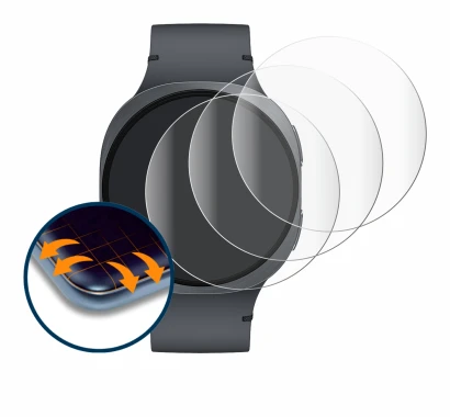 Image de l'appareil Samsung Galaxy Watch 8 (44 mm) avec une grande variété de protections d'écran.