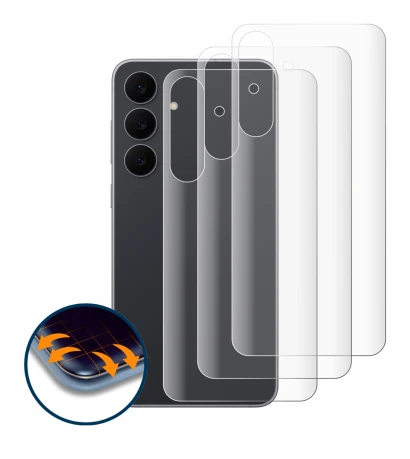 Image de l'appareil Samsung Galaxy S25 FE (Arrière) avec une grande variété de protections d'écran.