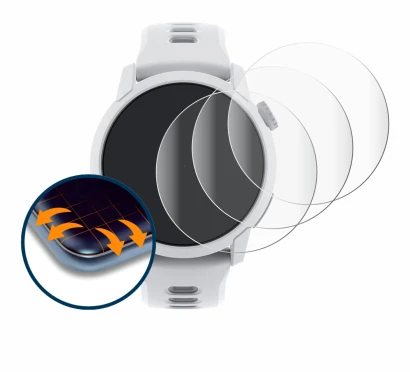 Image de l'appareil Coros Pace 4 avec une grande variété de protections d'écran.