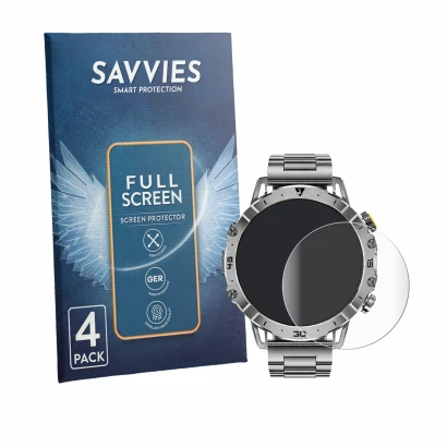 Face avant d’un emballage produit avec le logo de la marque Savvies. À côté, l’appareil LIGE EF18 1.7" est représenté avec la 