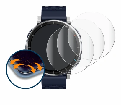 Image de l'appareil Amazfit Active 3 Premium avec une grande variété de protections d'écran.