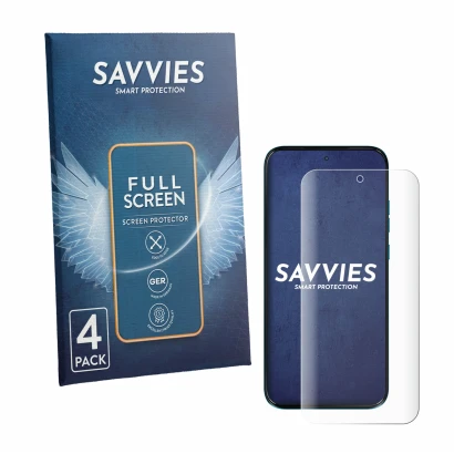 Face avant d’un emballage produit avec le logo de la marque Savvies. À côté, l’appareil Motorola Moto G87 est représenté avec 