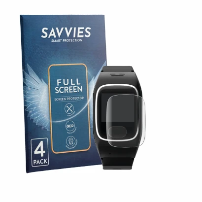 Face avant d’un emballage produit avec le logo de la marque Savvies. À côté, l’appareil James B8 est représenté avec la protec