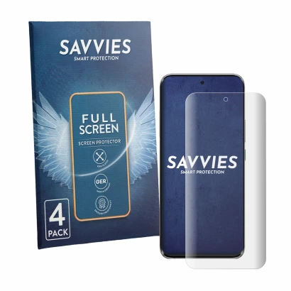 Face avant d’un emballage produit avec le logo de la marque Savvies. À côté, l’appareil Infinix HOT 60 Pro+ est représenté ave