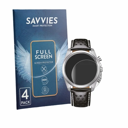 Face avant d’un emballage produit avec le logo de la marque Savvies. À côté, l’appareil Citizen CA4640-09A est représenté avec